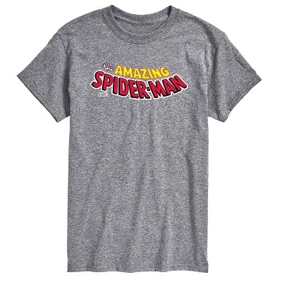 Men's -  - Spider-man Editorial Logo Short Sleeve Graphic T-Shirt athletic heather