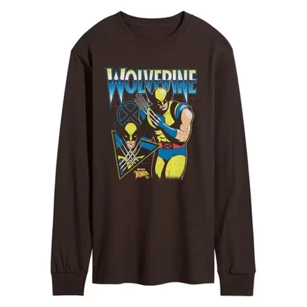 Мужской лонгслив X-Men Wolverine, темно-коричневый