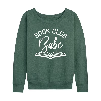 Женская рубашка Book Club Babe из легкого французского махрового полотна с широким вырезом и длинными рукавами и графическим рисунком heather juniper