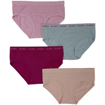 Комплекты бесшовного нижнего белья XOXO Girls из 4-х упаковок с различными логотипами, жаккардовый логотип