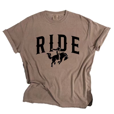 Ride Cowboy Arched - Женская одежда, окрашенная футболка с рисунком espresso