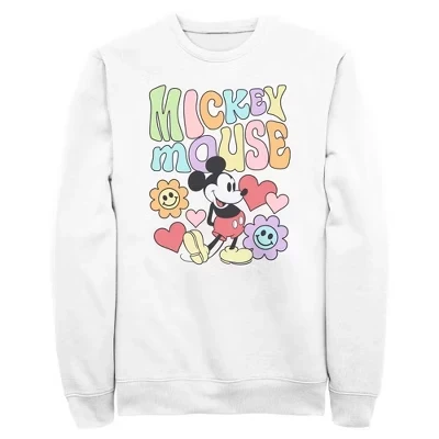 Мужская толстовка с логотипом Mickey & Friends Groovy с сердечками и смайликами, белая