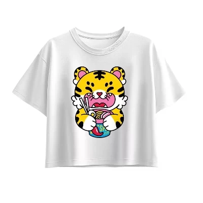 Футболка Tiger Ramen с коротким рукавом и квадратным рисунком белого цвета