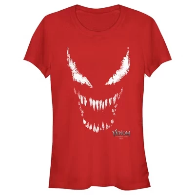 Женская футболка Venom: Let There be Carnage для юниорок с большим белым и красным лицом, красная