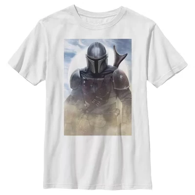 Мальчиковая футболка Star Wars The Mandalorian с принтом, белая