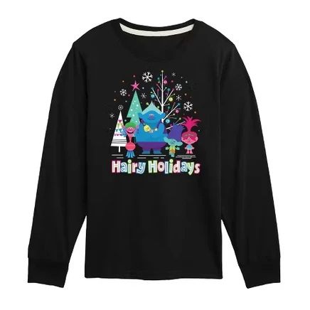 Hairy Holidays Branch and Friends Long Sleeve Graphic T-Shirt black