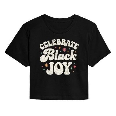 Женская укороченная футболка с графическим принтом Celebrate Black Joy, цвет черный