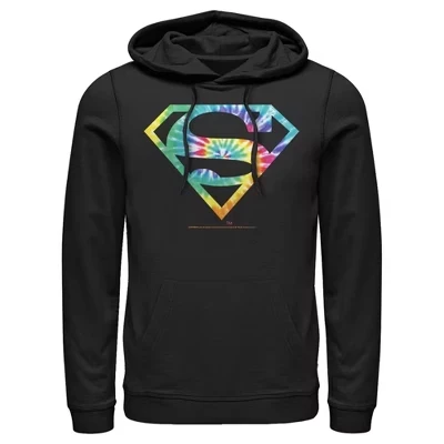 Мужская толстовка с капюшоном и логотипом Superman Tie-Dye Shield, черная