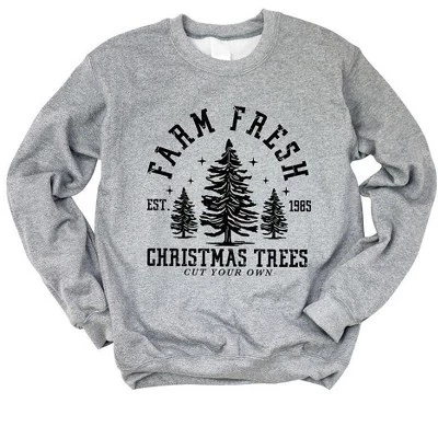 Женская толстовка с рисунком Farm Fresh Christmas Trees Stars графитовая