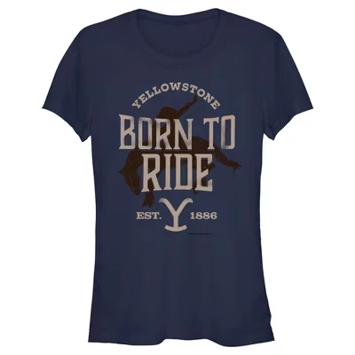 Женская футболка Yellowstone Born to Ride Est. 1886, синяя
