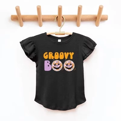 Футболка для малышей Groovy Boo с развевающимися рукавами черная