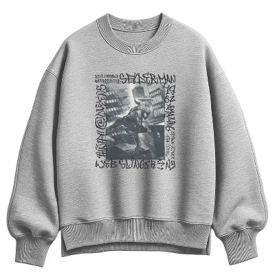 Женская толстовка с надписью Graffiti Action Photo Oversize из флиса athletic heather