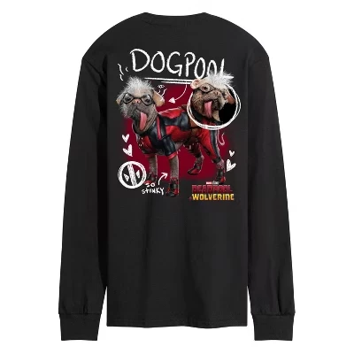 Мужская футболка с длинными рукавами и рисунком Дэдпула и Росомахи Dogpool Doodles, черная