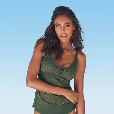 Женский вязаный крючком топ от купальника танкини - LASCANA olive