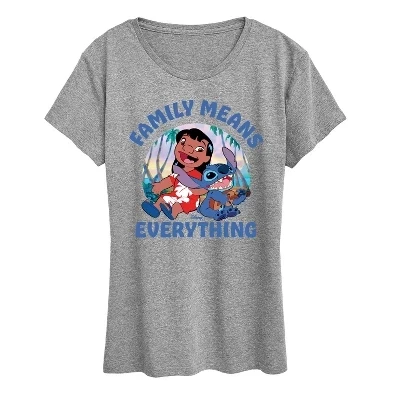 Женская футболка с коротким рукавом Family Means Everything с графическим рисунком серого цвета