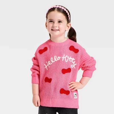 Детский свитер для девочек Sanrio Hello Kitty с бантом, розовый