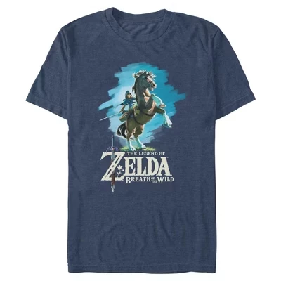 Мужская футболка Nintendo Zelda Link Epona, синяя
