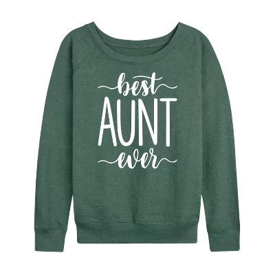 Женская рубашка Best Aunt Ever из легкой французской махровой ткани с широким вырезом и длинными рукавами и графическим рисунком heather juniper