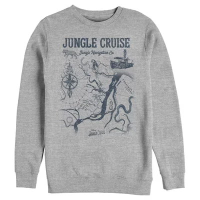 Мужской свитшот Jungle Cruise с картой джунглей, серый меланж
