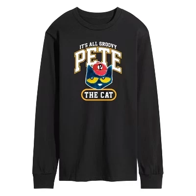 Мужская футболка It's All Groovy Collegiate с длинным рукавом и графическим рисунком, черная