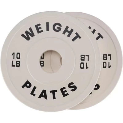 2 Inch Fractional Weight Plates Set, 1.25-10 LB Pairs Rubber Coated Color Coded for Gym Home Compatible with Standard Barbells white