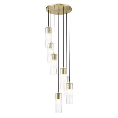 Современная люстра Alton 7-Light - С регулируемой яркостью, с защитой от влаги, Стальная, Ширина 18 дюймов, Золотистая лампа накаливания