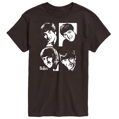 Мужская футболка с коротким рукавом и графическим рисунком John Paul George Ringo Face Grid коричневого цвета