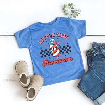 Детская футболка Little Miss Firecracker, голубая