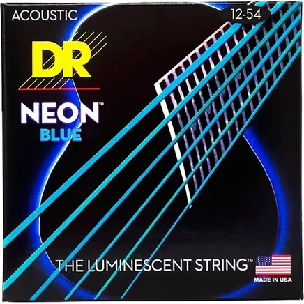 Струны для акустической гитары DR Strings Hi-Def NEON 12–54, неоново-синие