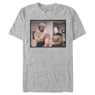 Мужская футболка Star Trek Worf и Data, серый меланж