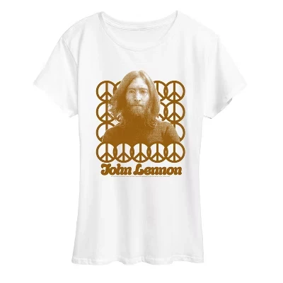 Women's -  - Lennon Peace Portrait Short Sleeve Graphic T-Shirt white