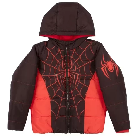 Зимняя пуховая куртка Marvel Miles Morales для мальчиков с длинным рукавом и графическим принтом