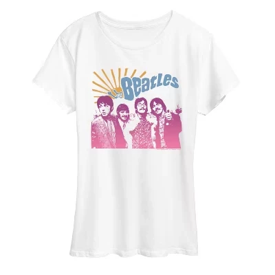 Женская футболка Beatles Sun с коротким рукавом и рисунком, белая