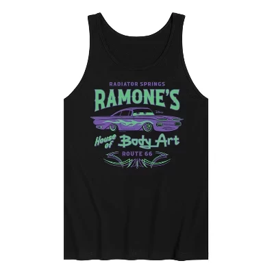 Мужская майка - - Радиатор Спрингс Ramone's House of Body Art Rt 66 с графическим рисунком, черная