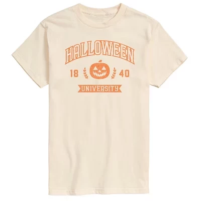 Мужская футболка с коротким рукавом Halloween University с графическим рисунком кремового цвета