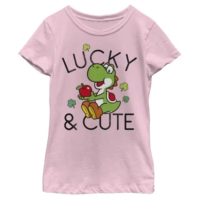 Детская футболка Nintendo Yoshi «Везучий», розовая