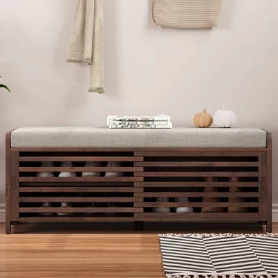Обувная скамья Morley с местом для хранения и подвижной подушкой espresso