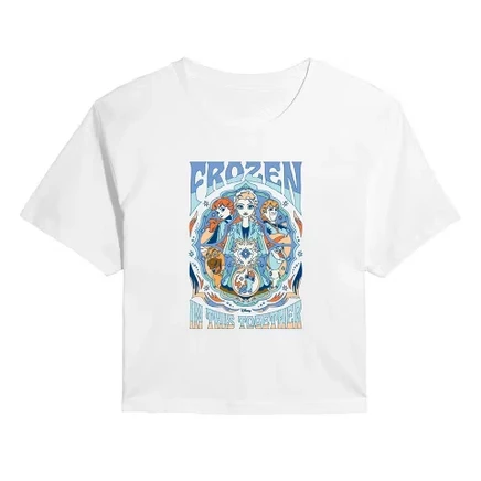 Женская укороченная футболка Frozen «Вместе», белая