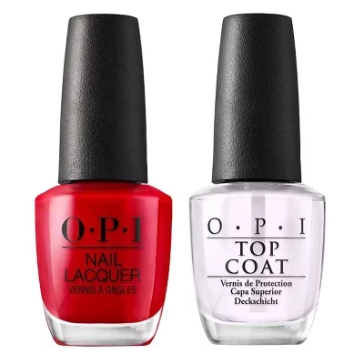 Лак для ногтей OPI с топом, набор 2 шт., красный