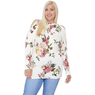 Женский топ SlickBlue с цветами, 1XL, разноцветный