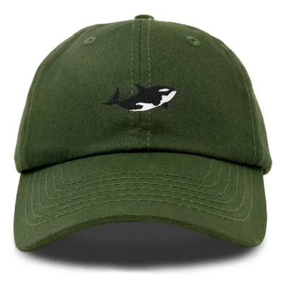 Бейсболка Orca Cap с вышивкой в виде аквариума Мужская хлопковая папина шляпа оливкового цвета