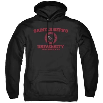 Толстовка с капюшоном для взрослых с официальным логотипом Saint Joseph's University Circle, черная