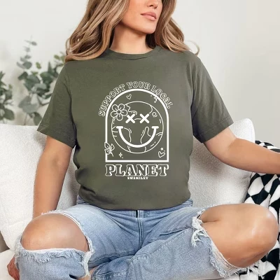 Футболка с коротким рукавом S.W.Smiley Support Your Local Planet зеленая