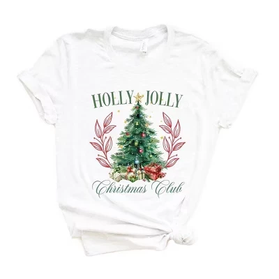 Женская футболка Holly Jolly Christmas Club с коротким рукавом и графическим рисунком, белая
