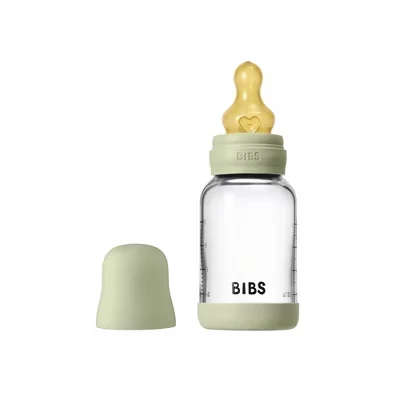 Бутылочка стеклянная Bibs с латексной соской, шалфей
