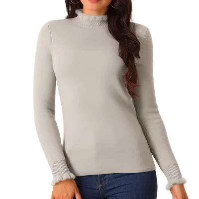 Женский свитер Seta T с пушистыми манжетами, серый