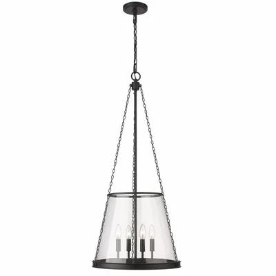 Подвесной светильник Prescott 4-Light - Современный стальной светильник для обеденных и жилых помещений черного цвета