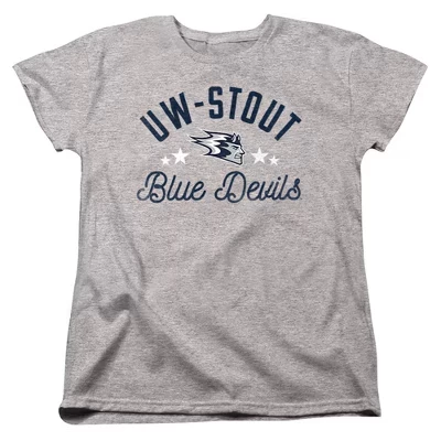 Женская футболка Stout Blue Devils от Университета Висконсина athletic heather