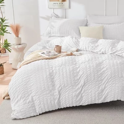 BALHAM TRADE-Комплект постельного белья из 7 предметов King Seersucker All Season Luxury Bed в чехле для спальни белого цвета