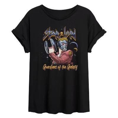Женская футболка Star Lord Metal с объемным рисунком, черная